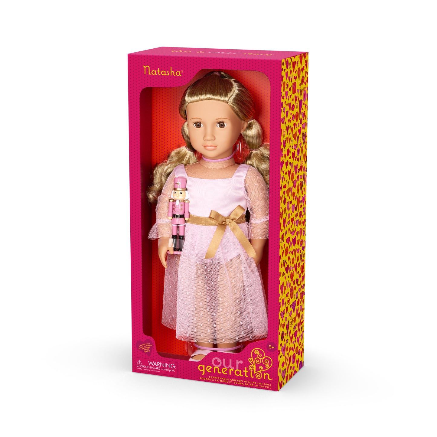 18" Ballerina Doll & Pink Nutcracker Set