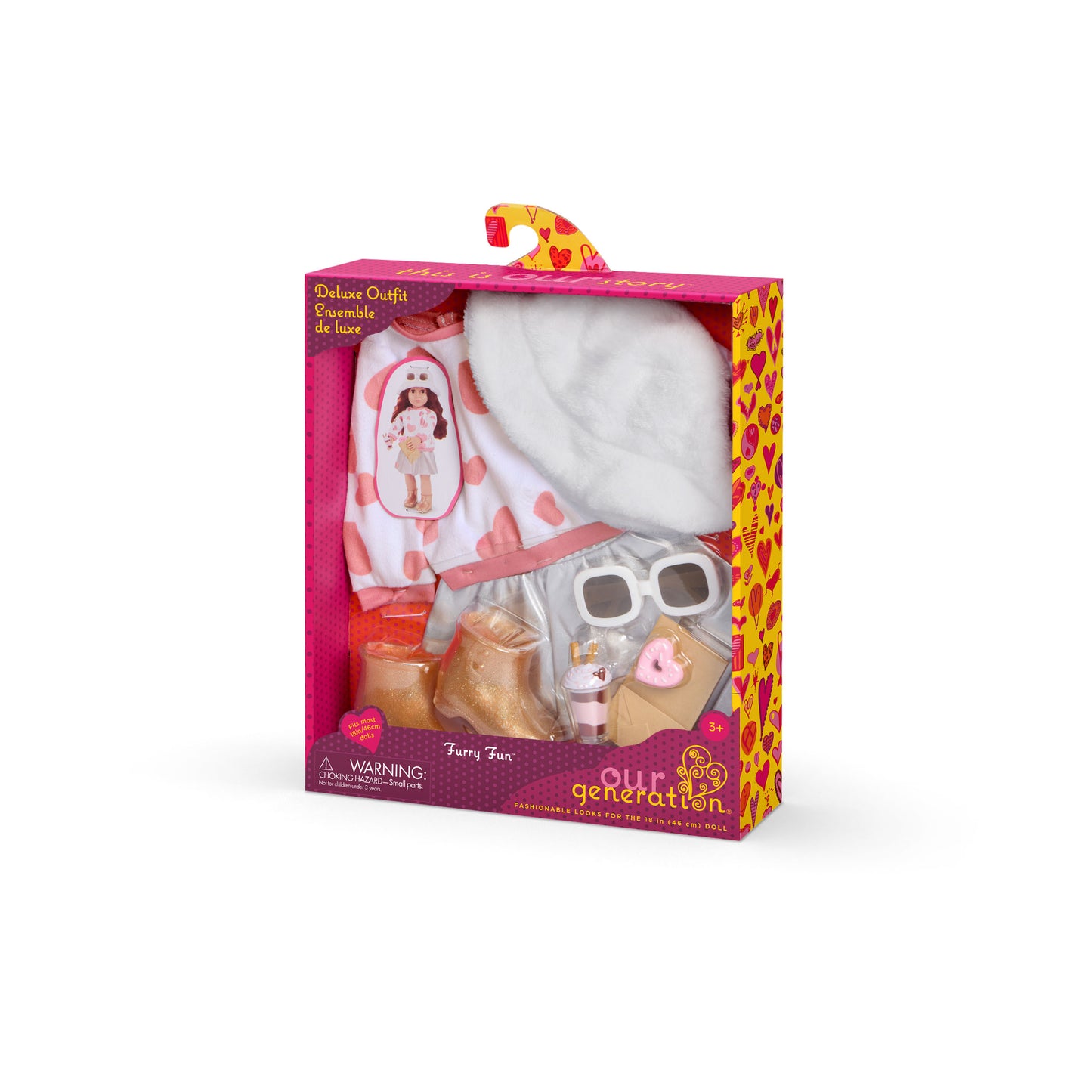 Deluxe Outfit w/ Heart Print Top and Silver Skirt