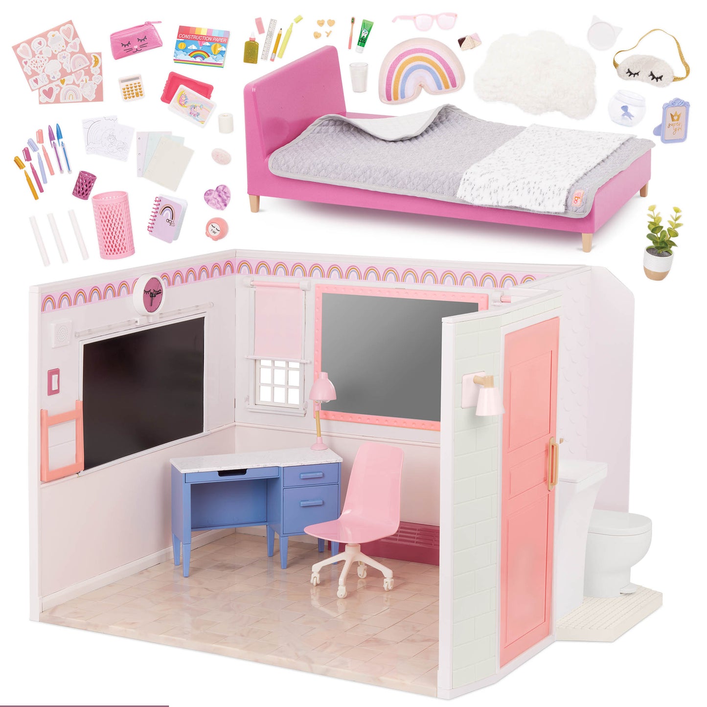 Complete Bedroom & Furniture Playset for 18-inch Dolls