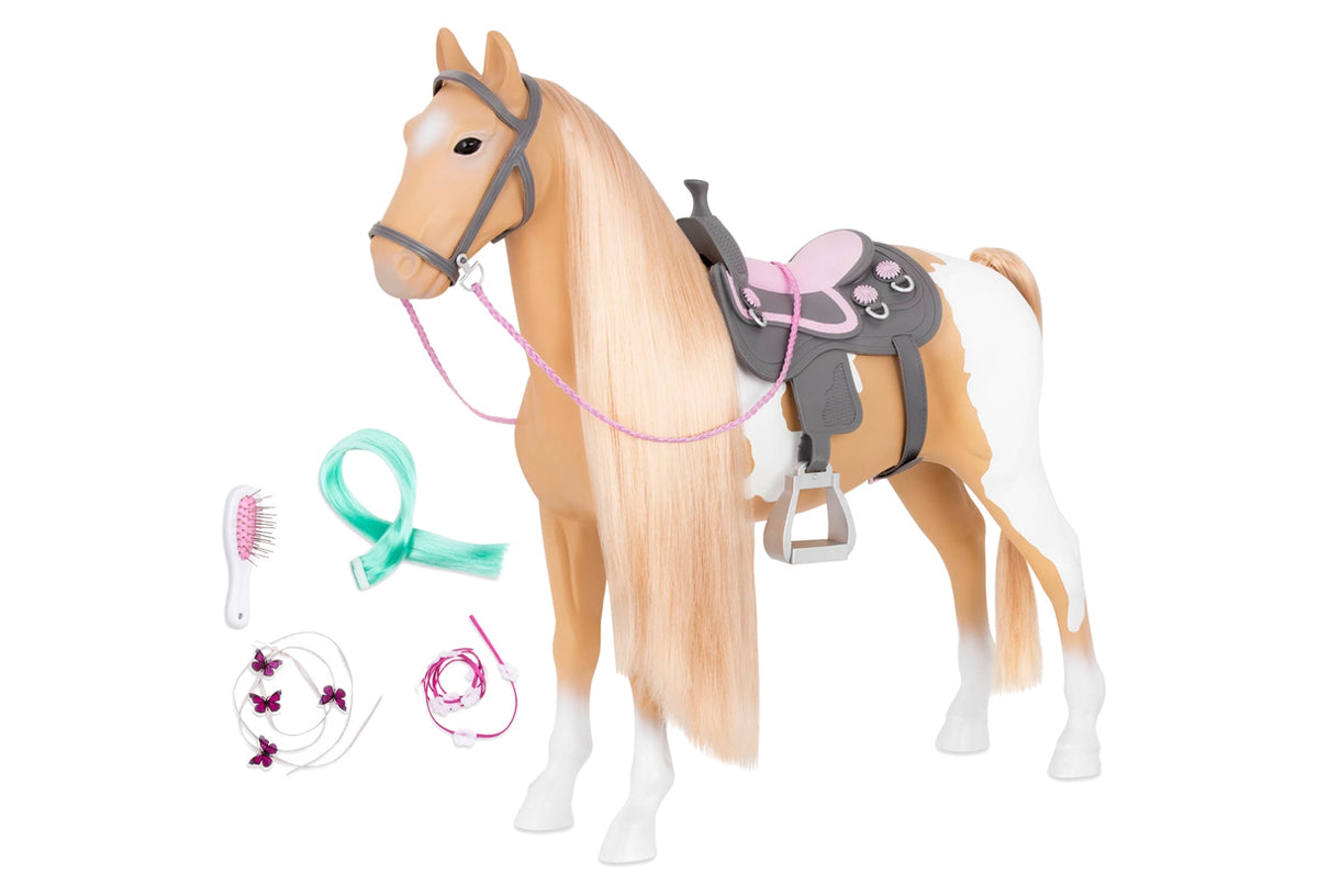 OG HORSE PALOMINO HAIRPLAY WHITE 20INCH W/ACCS