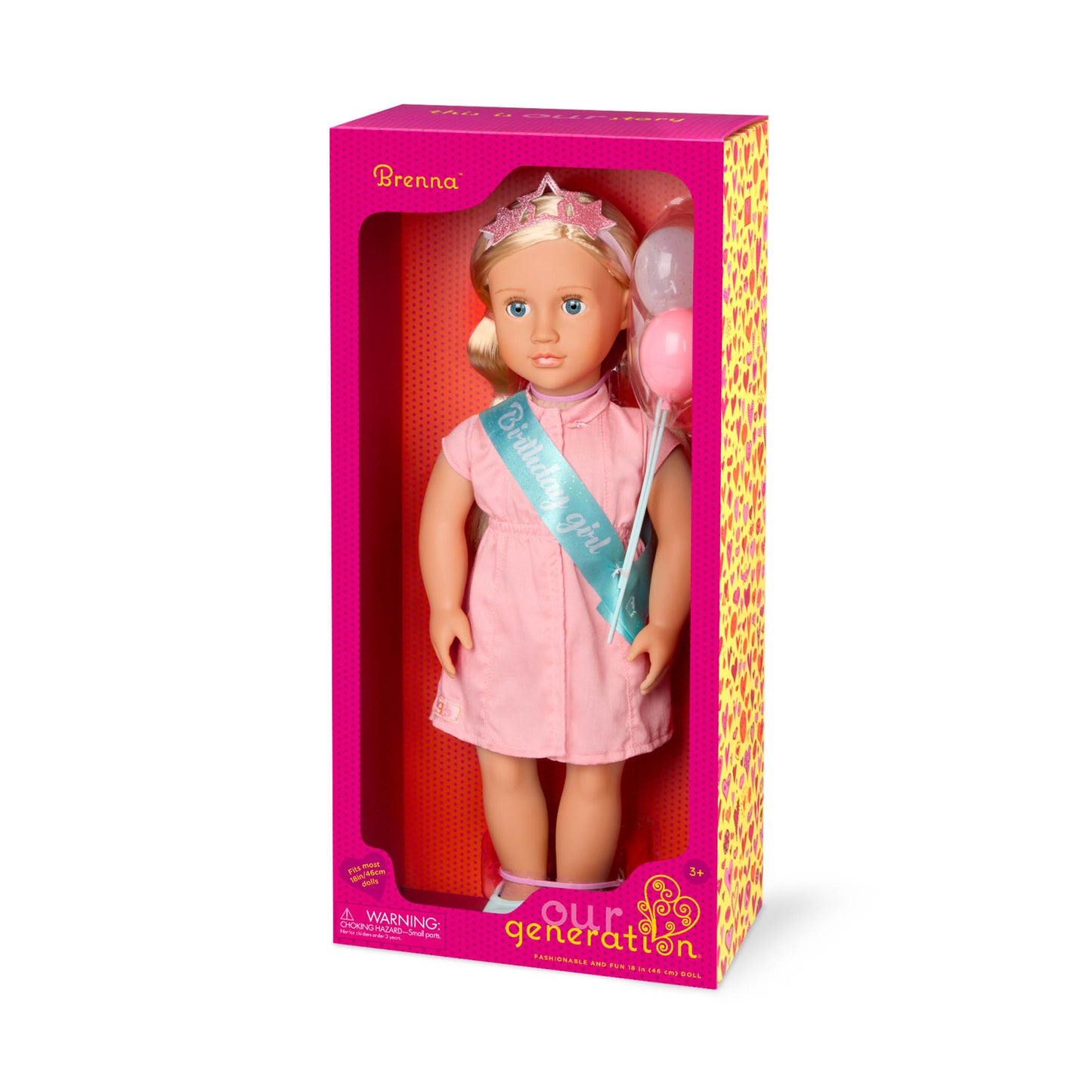 18-inch Birthday Party Doll in Pink Dress