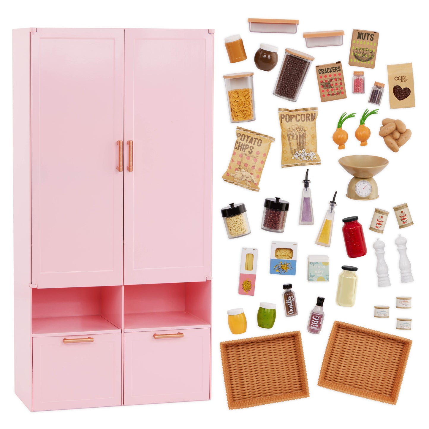51-pc Pink Kitchen Furniture Set for 18-inch Dolls
