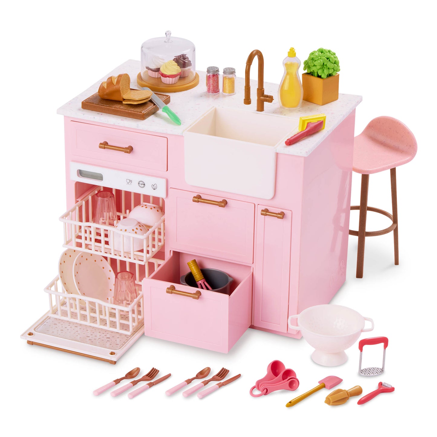 Kitchen Playset with Built-In Dishwasher for 18-inch Dolls
