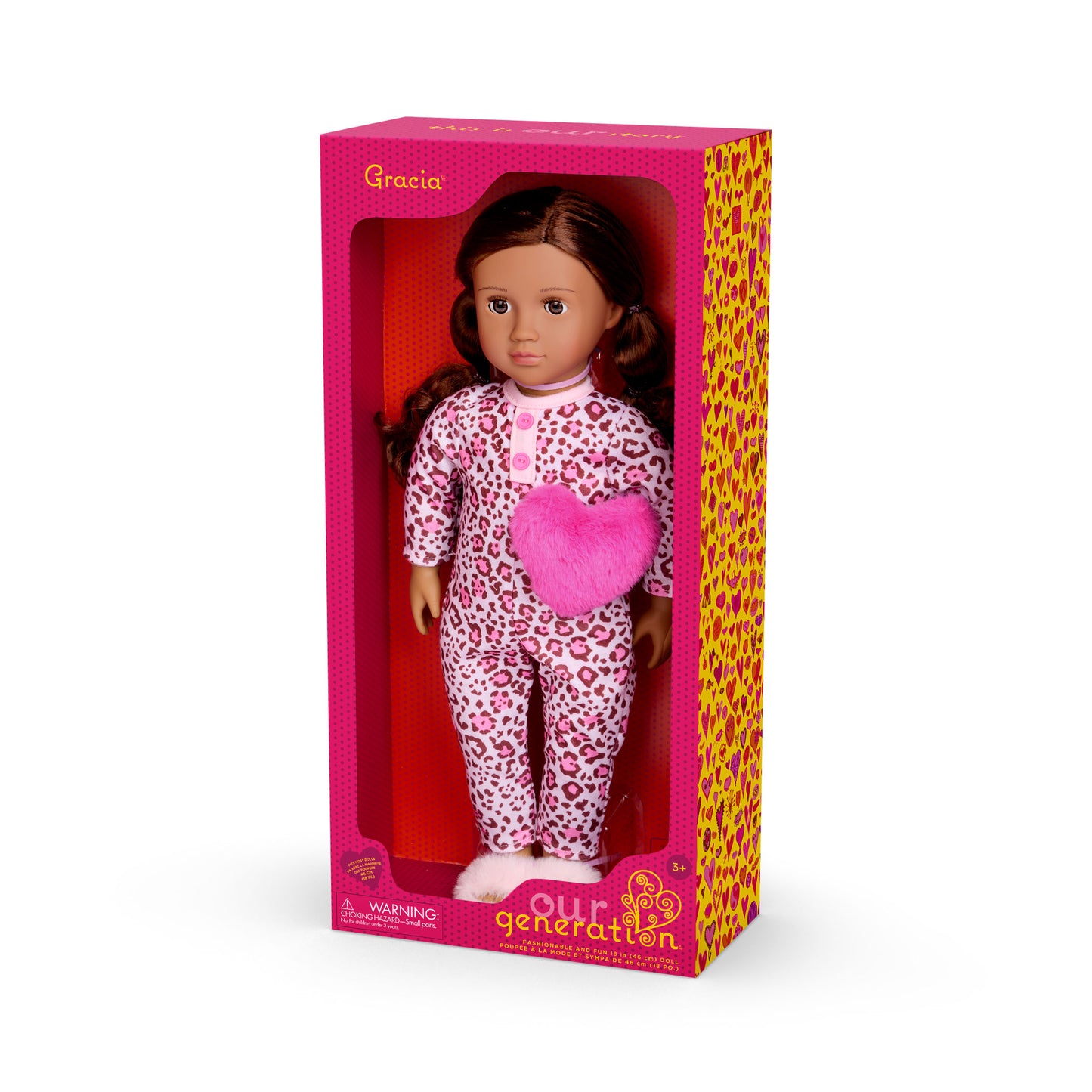 Doll w/ Leopard Pajama & Heart Pillow, Gracia