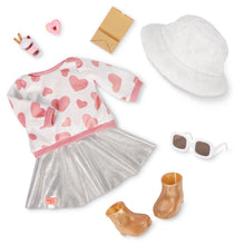 Deluxe Outfit w/ Heart Print Top and Silver Skirt