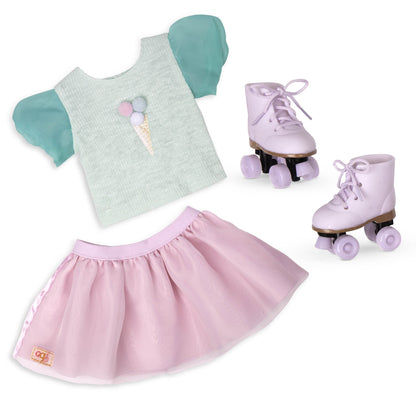 18-inch Doll Ice Cream Outfit & Roller Skates