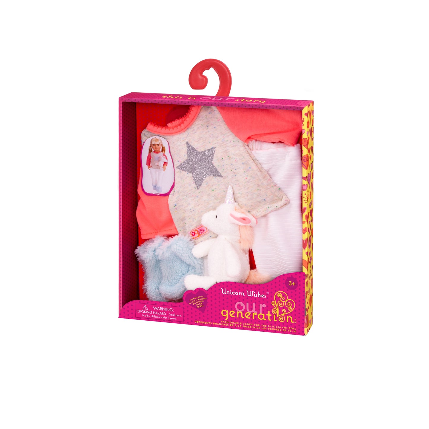 Pajama Outfit & Unicorn Plush for 18-inch Dolls