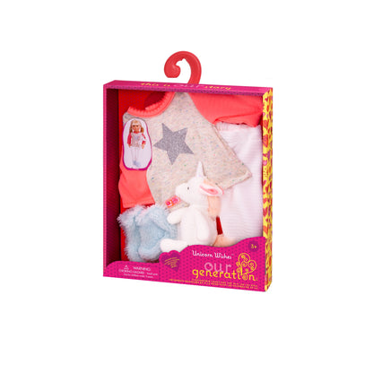 Pajama Outfit & Unicorn Plush for 18-inch Dolls