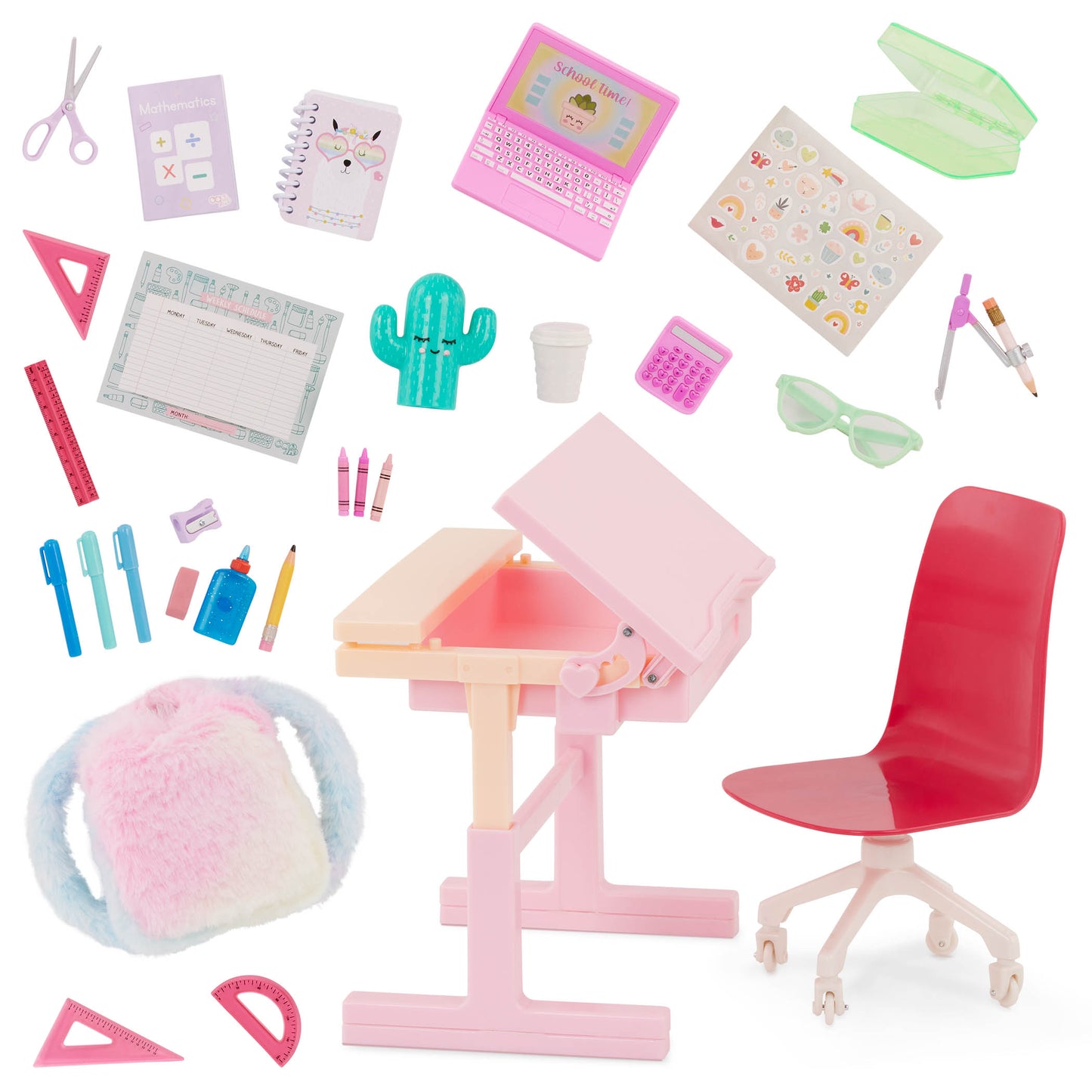 30-pc Tilting Desk Set for 18-inch Dolls