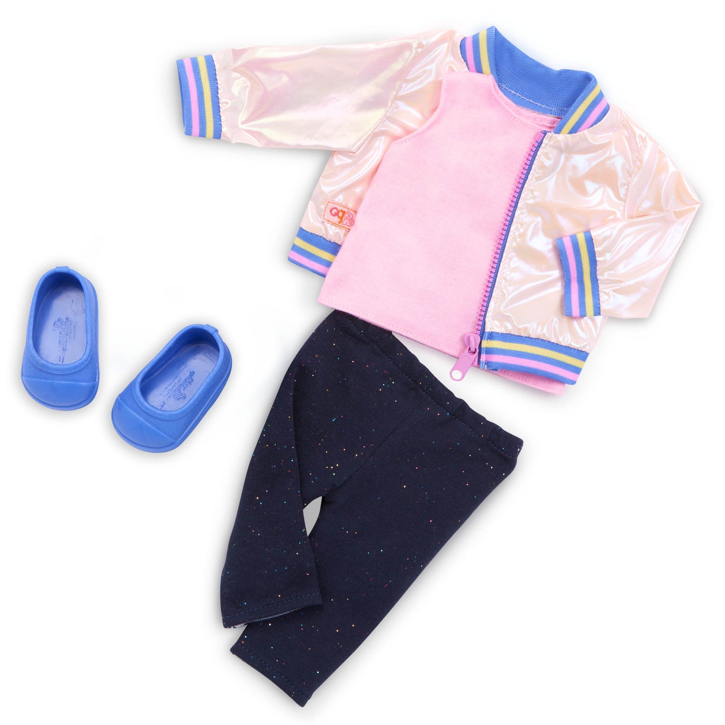 Shiny Pink Rainbow Bomber Jacket for 18" Dolls
