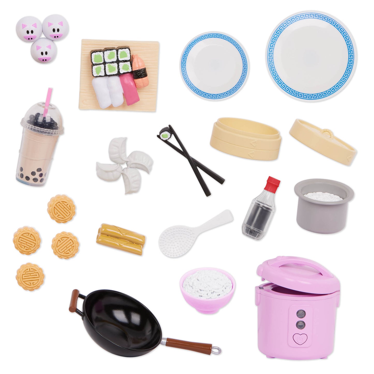 Rice Cooker & Play Food Accessories for 18-inch Dolls