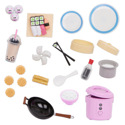 Rice Cooker & Play Food Accessories for 18-inch Dolls
