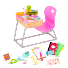 School Desk & Supplies Set for 18-inch Dolls