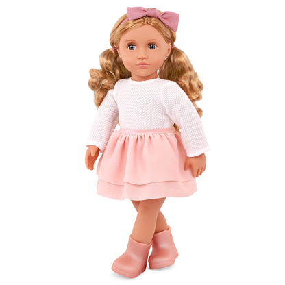 18-inch Fashion Doll with Pink Bow & Skirt Outfit