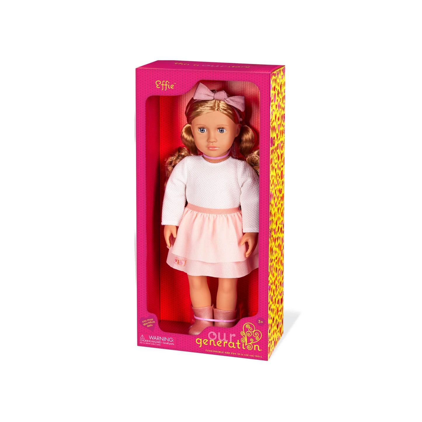 18-inch Fashion Doll with Pink Bow & Skirt Outfit