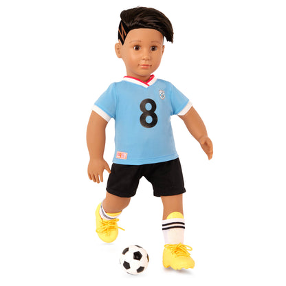 Posable 18" Boy Doll in Soccer Uniform