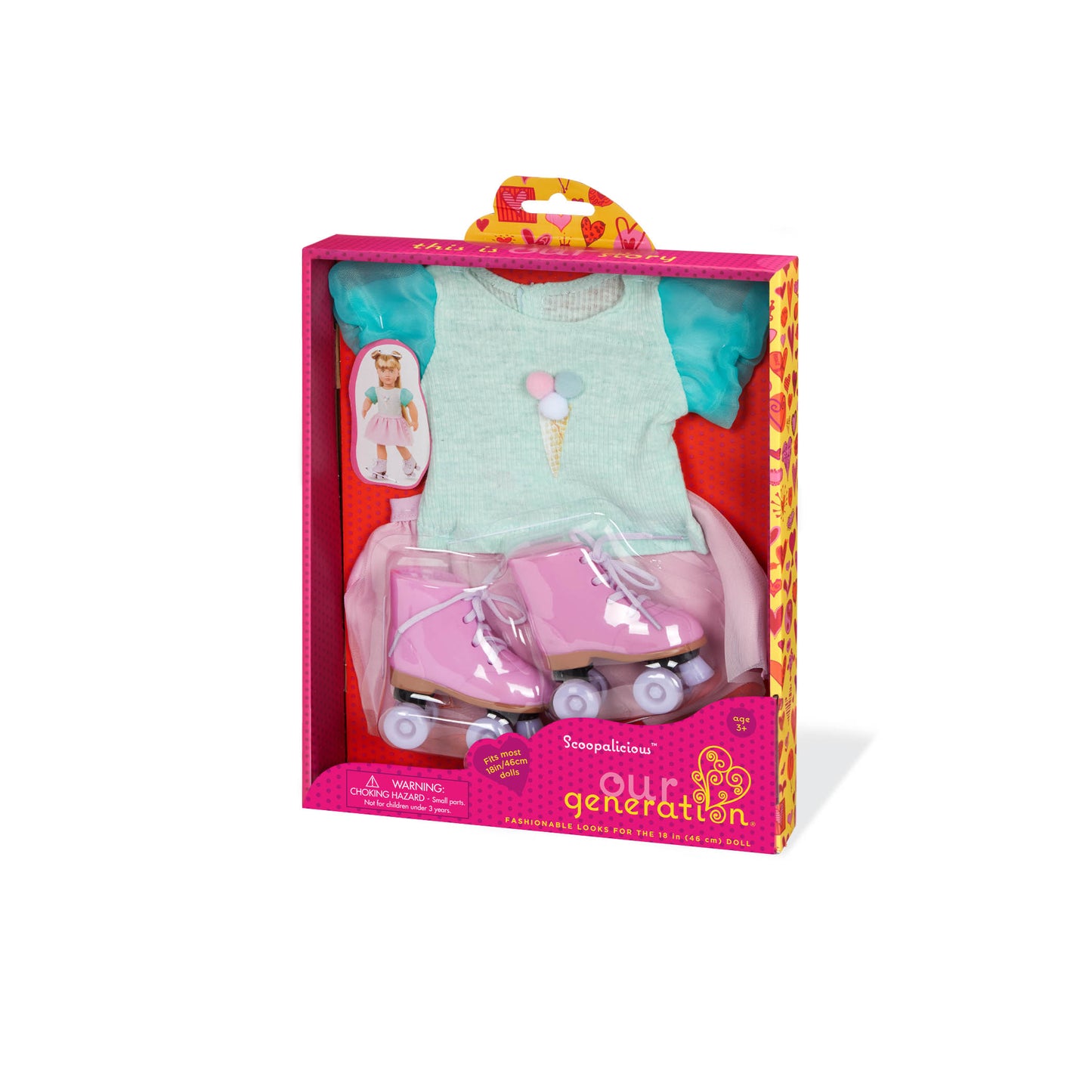 18-inch Doll Ice Cream Outfit & Roller Skates