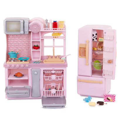 Pink Home Kitchen & Play Food for 18-inch Dolls