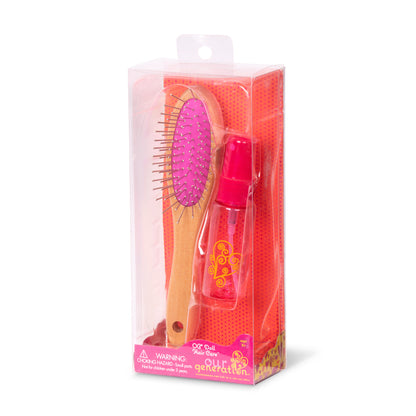 Wooden Hairbrush & Spray Bottle for 18-inch Dolls