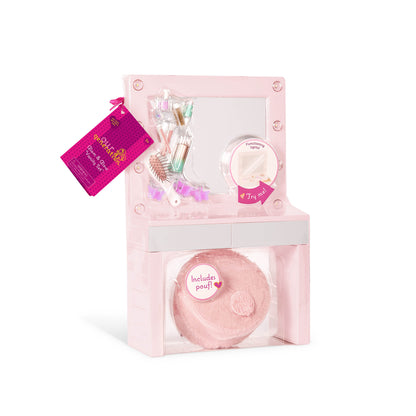 Pink Vanity Table & Light-up Mirror for 18" Dolls