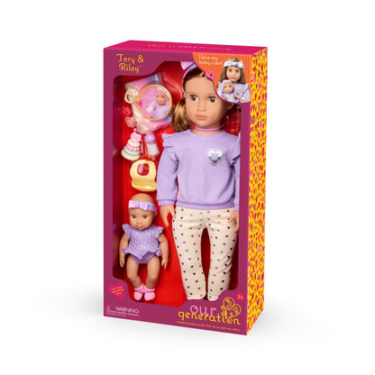 Big/Little Sister Dolls w/baby acc, Tory & Riley