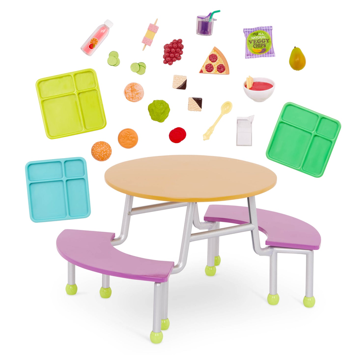 23-pc School Cafeteria Table Playset for 18-inch Dolls