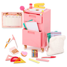 Pink Filing Cabinet & School Supplies for 18" Dolls