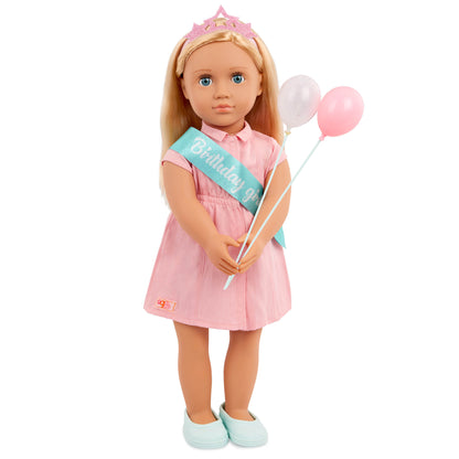 18-inch Birthday Party Doll in Pink Dress