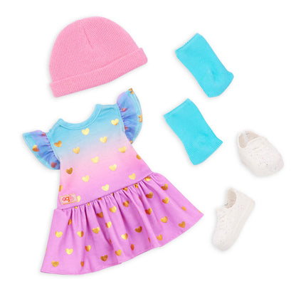 18-inch Doll Heart-Print Dress Outfit