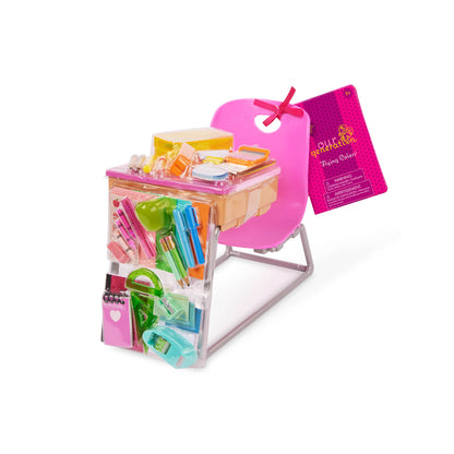 School Desk & Supplies Set for 18-inch Dolls