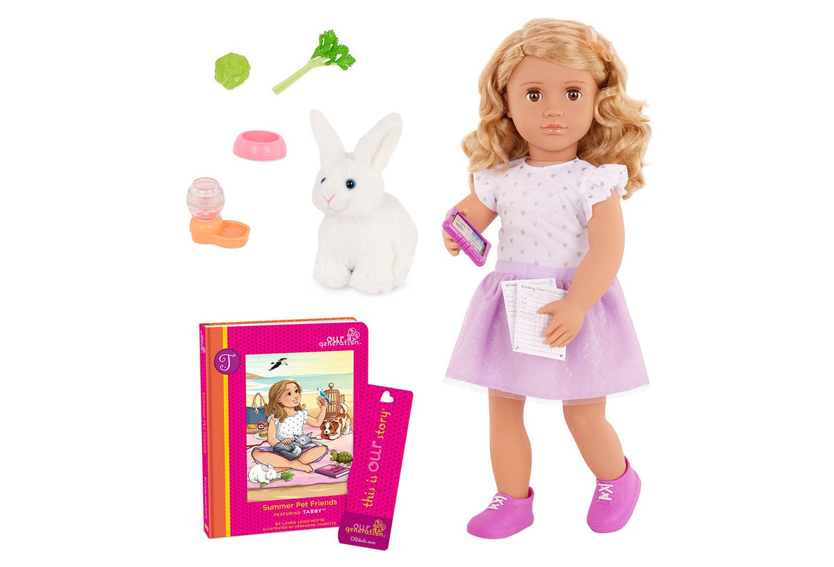 OG DELUXE DOLL & PET TABBY 18INCH DARK BLONDE