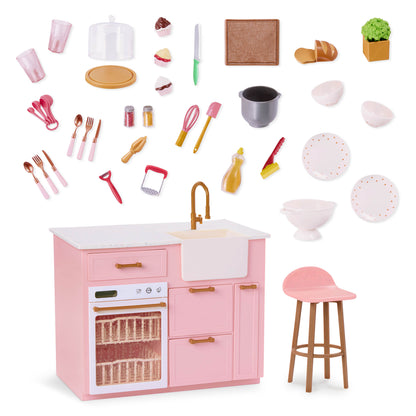 Kitchen Playset with Built-In Dishwasher for 18-inch Dolls