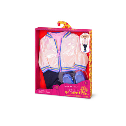 Shiny Pink Rainbow Bomber Jacket for 18" Dolls