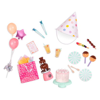 Our Generation Sweet Celebration Birthday Set Party Supplies & Accessories for 18-inch Dolls