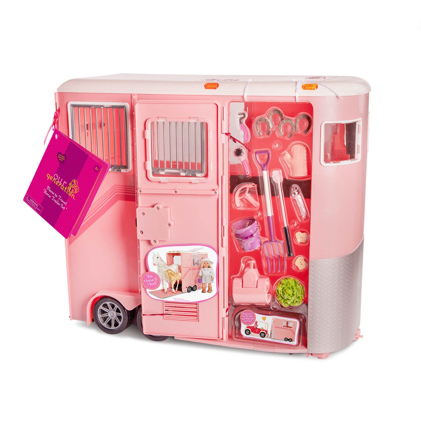 Pink Horse Trailer Playset for 18-inch Dolls