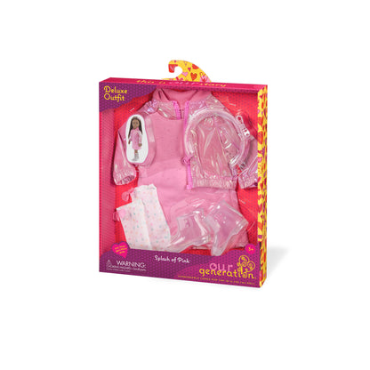 Metallic Pink Bomber Jacket & Dress Outfit for 18-inch Dolls