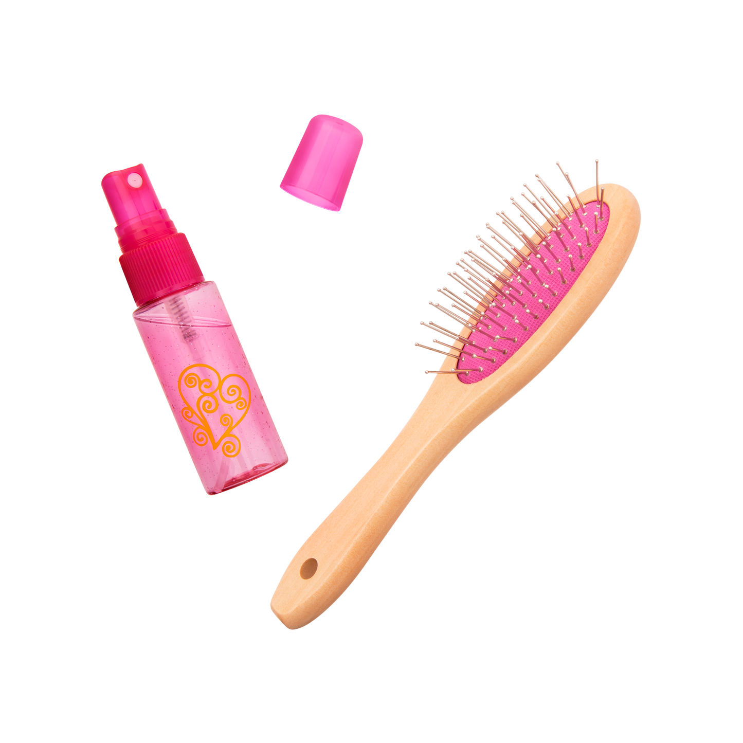 Wooden Hairbrush & Spray Bottle for 18-inch Dolls