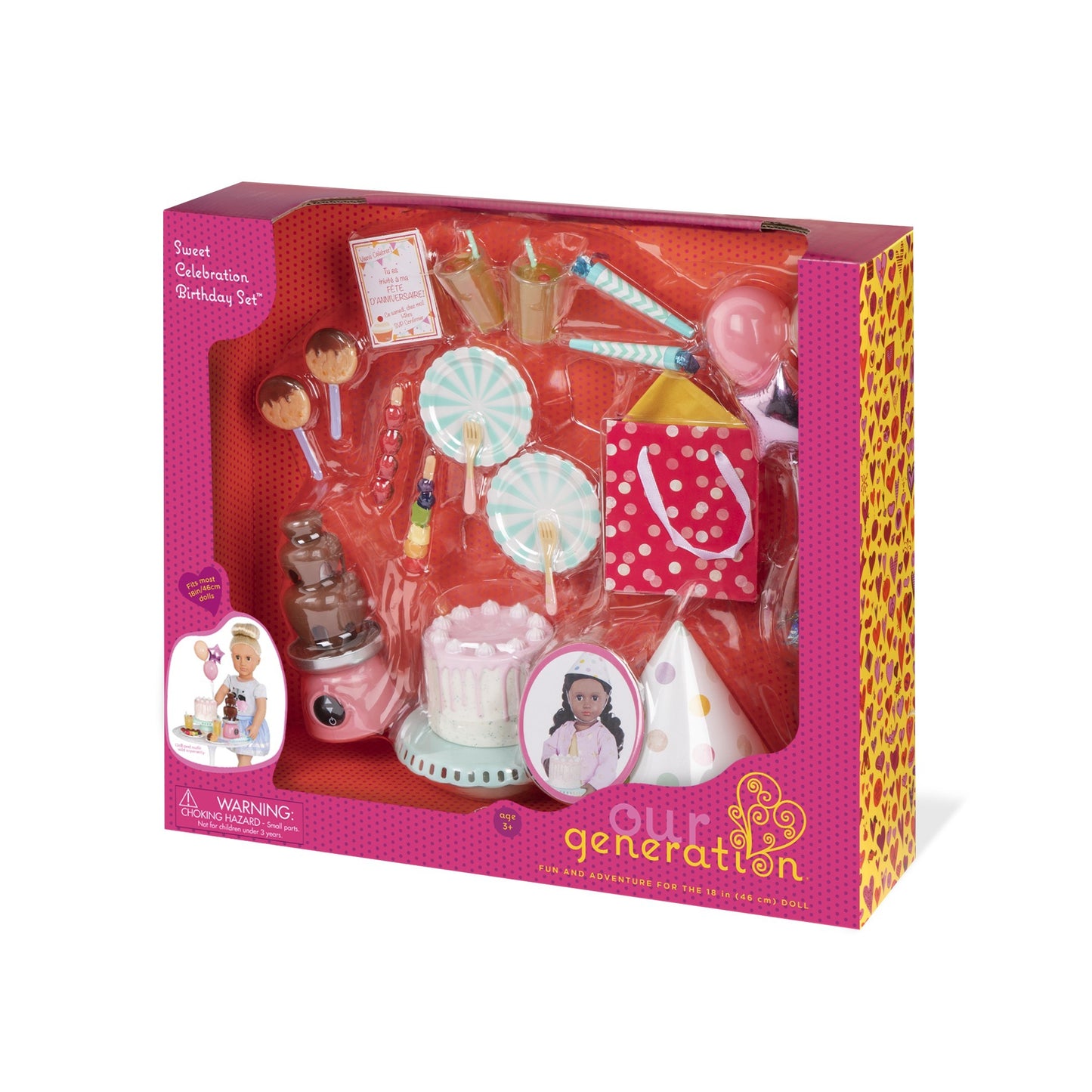 Our Generation Sweet Celebration Birthday Set Party Supplies & Accessories for 18-inch Dolls