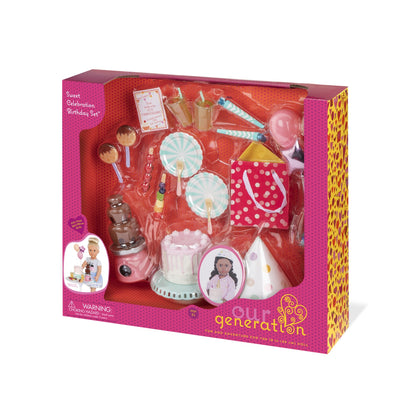 Our Generation Sweet Celebration Birthday Set Party Supplies & Accessories for 18-inch Dolls