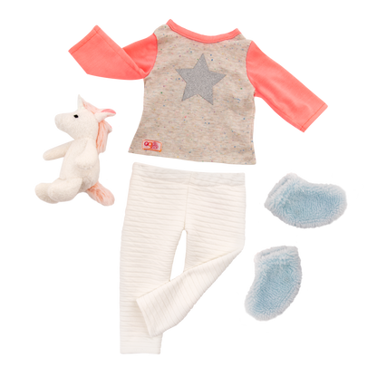 Pajama Outfit & Unicorn Plush for 18-inch Dolls