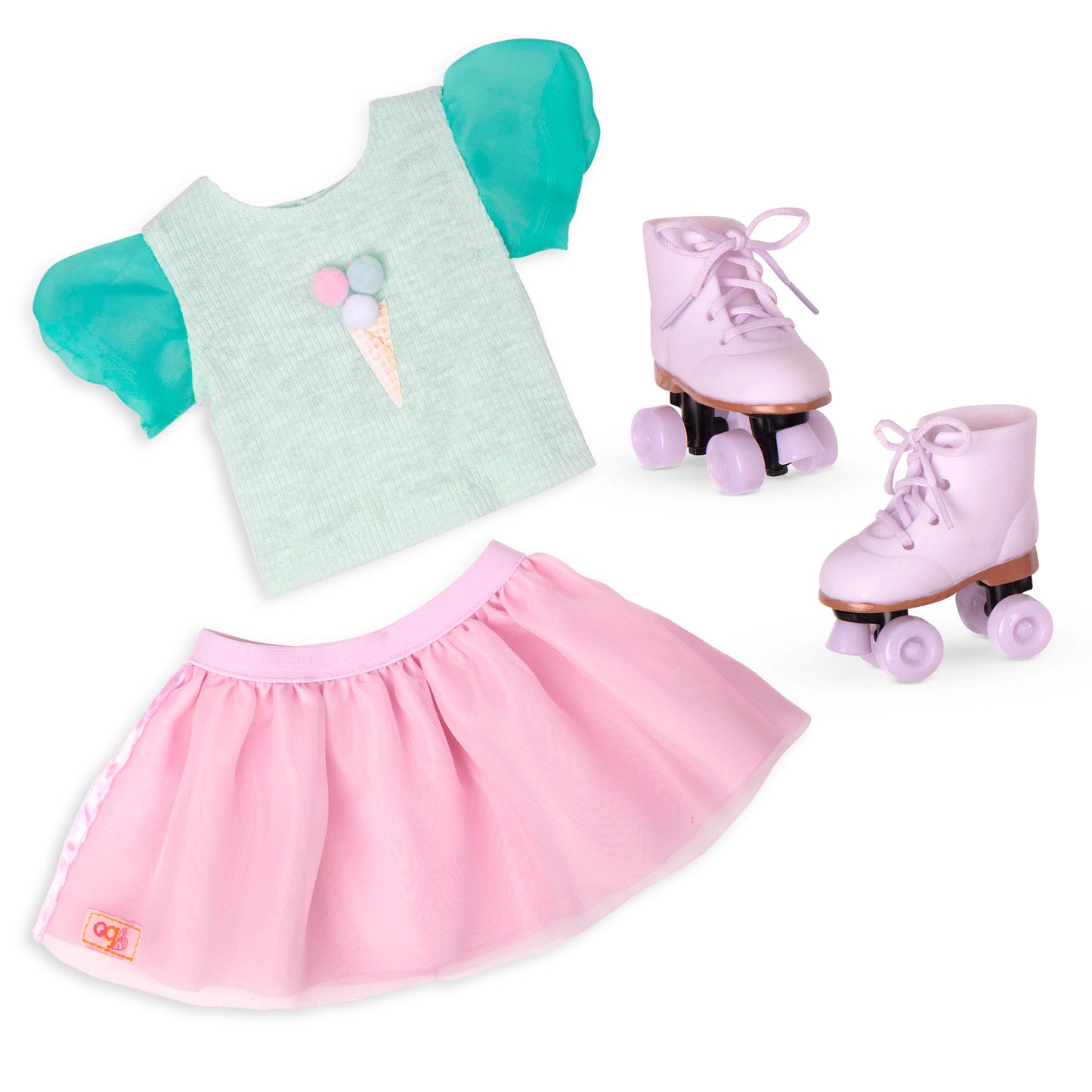18-inch Doll Ice Cream Outfit & Roller Skates